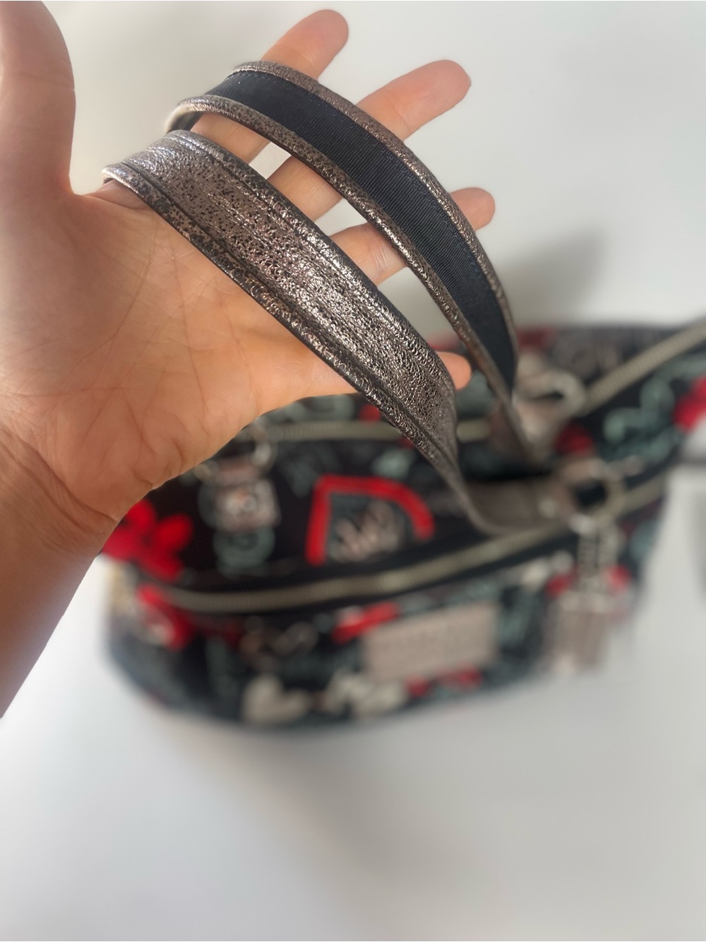 Coach Poppy Black Tote with Red, White and Silver Accents - Picture 6 of 15